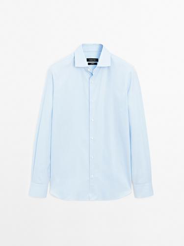 Zara Slim fit striped shirt - Sky blue - Image 0