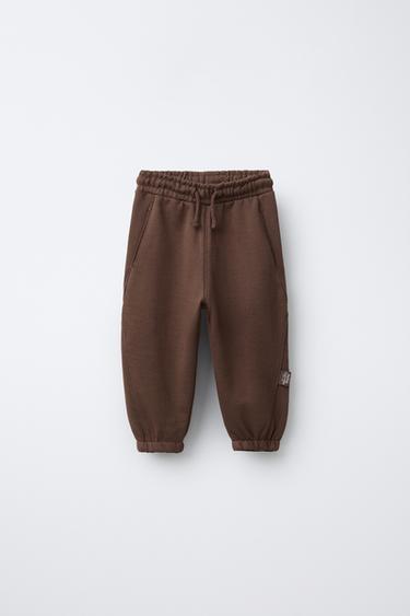 LABEL JOGGING TROUSERS - Brown by Zara