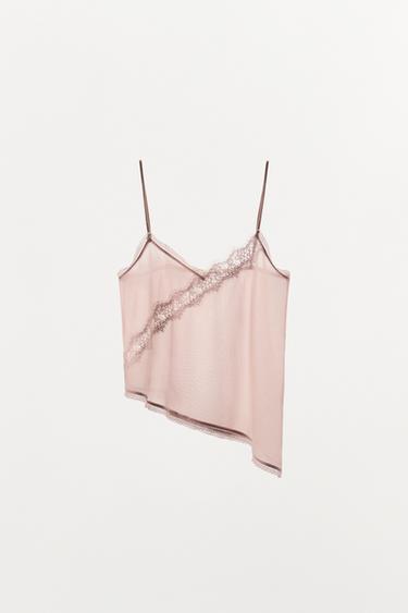 TOP À BRETELLES EN ORGANZA - Rose de Zara - Image 4