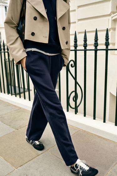 Zara BASIC FLEECE PANTS - Navy blue