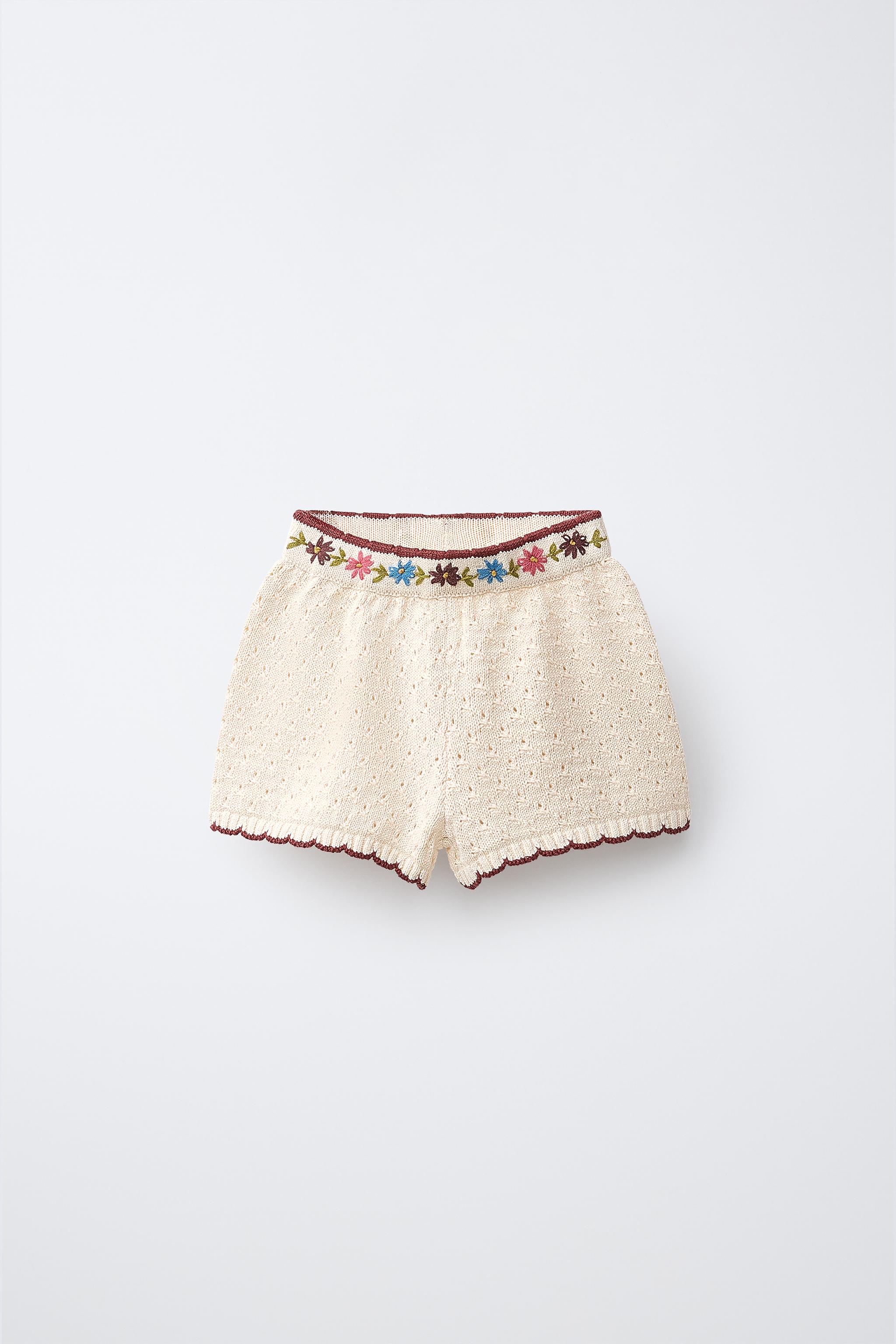 EMBROIDERED KNIT SHORTS