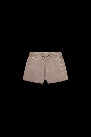 Zara WASHED EFFECT FLEECE SHORTS - Brown / Taupe