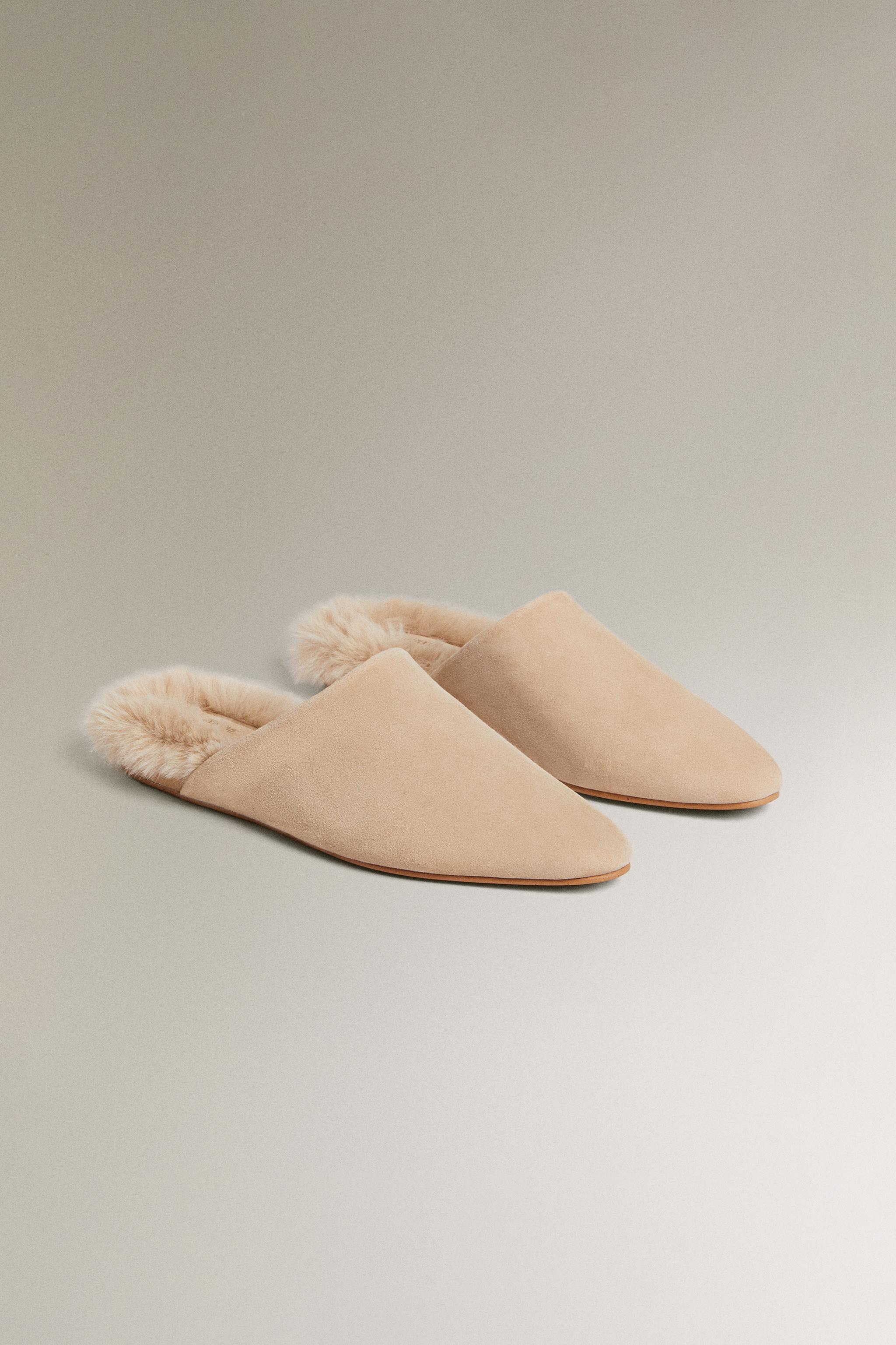 WARM MULE SLIPPERS Taupe Grey ZARA United Kingdom