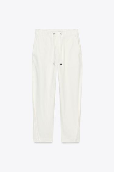 JOGGER TROUSERS WITH BUTTONED HEMS - Ecru by Zara - Image 3