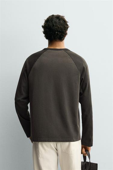 COLOUR BLOCK T-SHIRT - Anthracite grey by Zara