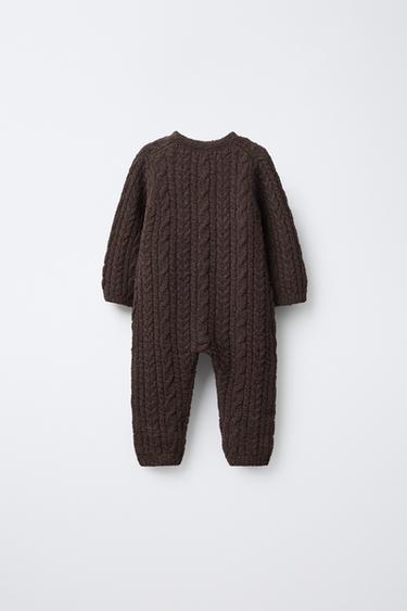 CABLE KNIT JUMPSUIT - Dark brown by Zara - Image 1