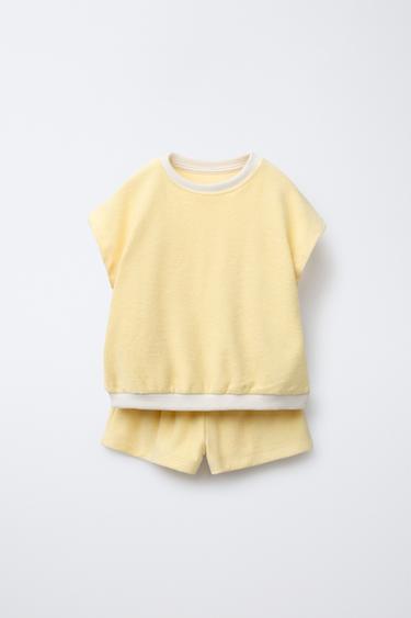 ENSEMBLE SERVIETTE T-SHIRT ET BERMUDA - Jaune clair de Zara