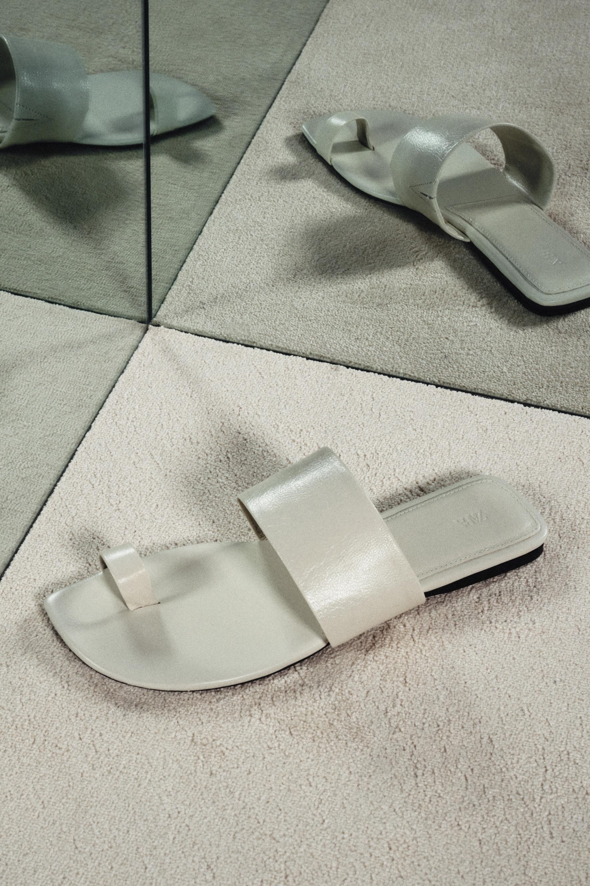Женские сандалии Zara LIMITED EDITION LEATHER FLAT SANDALS