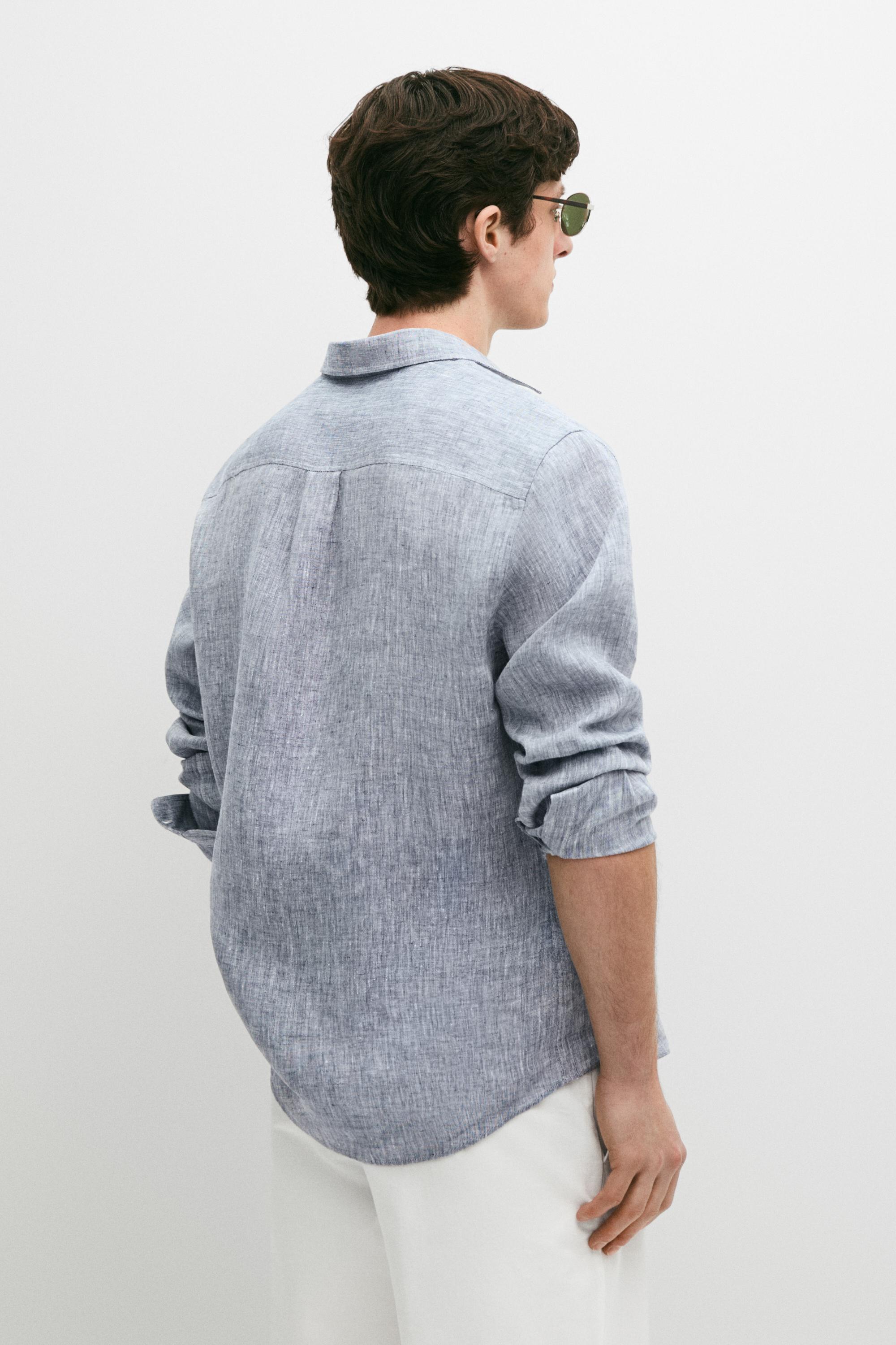 Chemise regular fit poche lin
