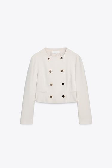 КОРОТКИЙ ДВУБОРТНЫЙ БЛЕЙЗЕР — ЭКРЮ от Zara