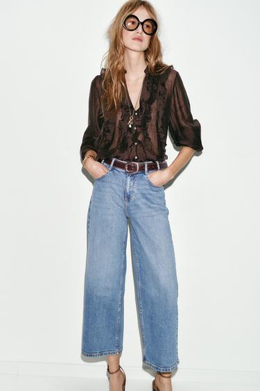 JEAN Z.10 JUPE-CULOTTE TAILLE HAUTE AVEC CEINTURE - Bleu moyen de Zara