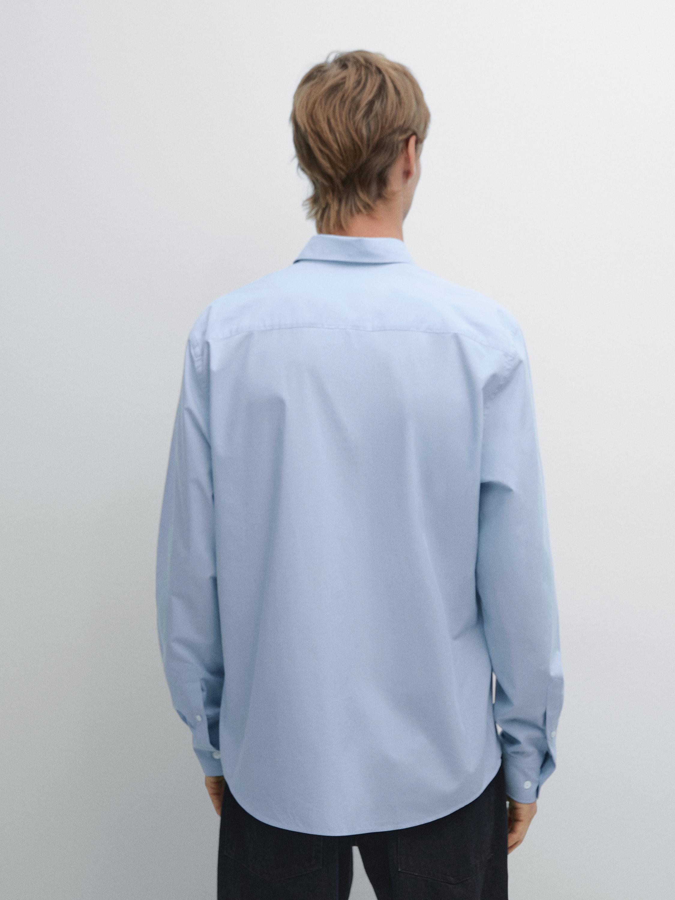 Regular fit striped poplin shirt