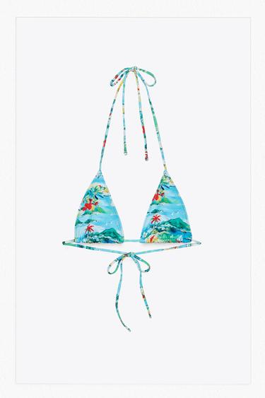 TOP BIKINI ESTAMPADO TROPICAL - Azul de Zara