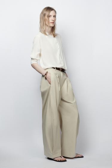 CHEMISE FLUIDE AVEC BAVETTE ZW COLLECTION - Écru de Zara - Image 3