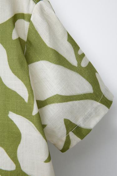 LEAF PRINT SHIRT - Ecru / Green by Zara - Image 3