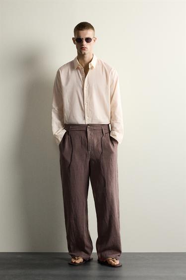 PANTALONS RELAXED FIT 100% LLI - Marró de Zara
