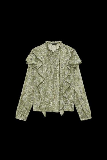 PRINTED BLOUSE WITH RUFFLES - Multicoloured by Zara - Image 0