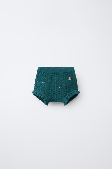 EMBROIDERED FLORAL KNIT BRIEFS MADE WITH LIBERTY FABRIC - Duck green by Zara