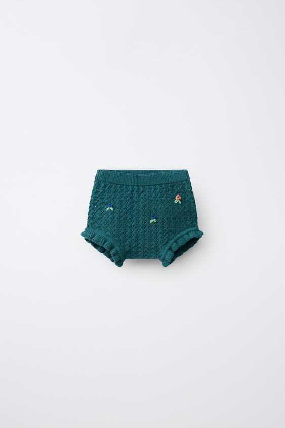 QUẦN LÓT DỆT KIM THÊU HOA - Màu xanh cổ vịt từ Zara - Hình ảnh 0