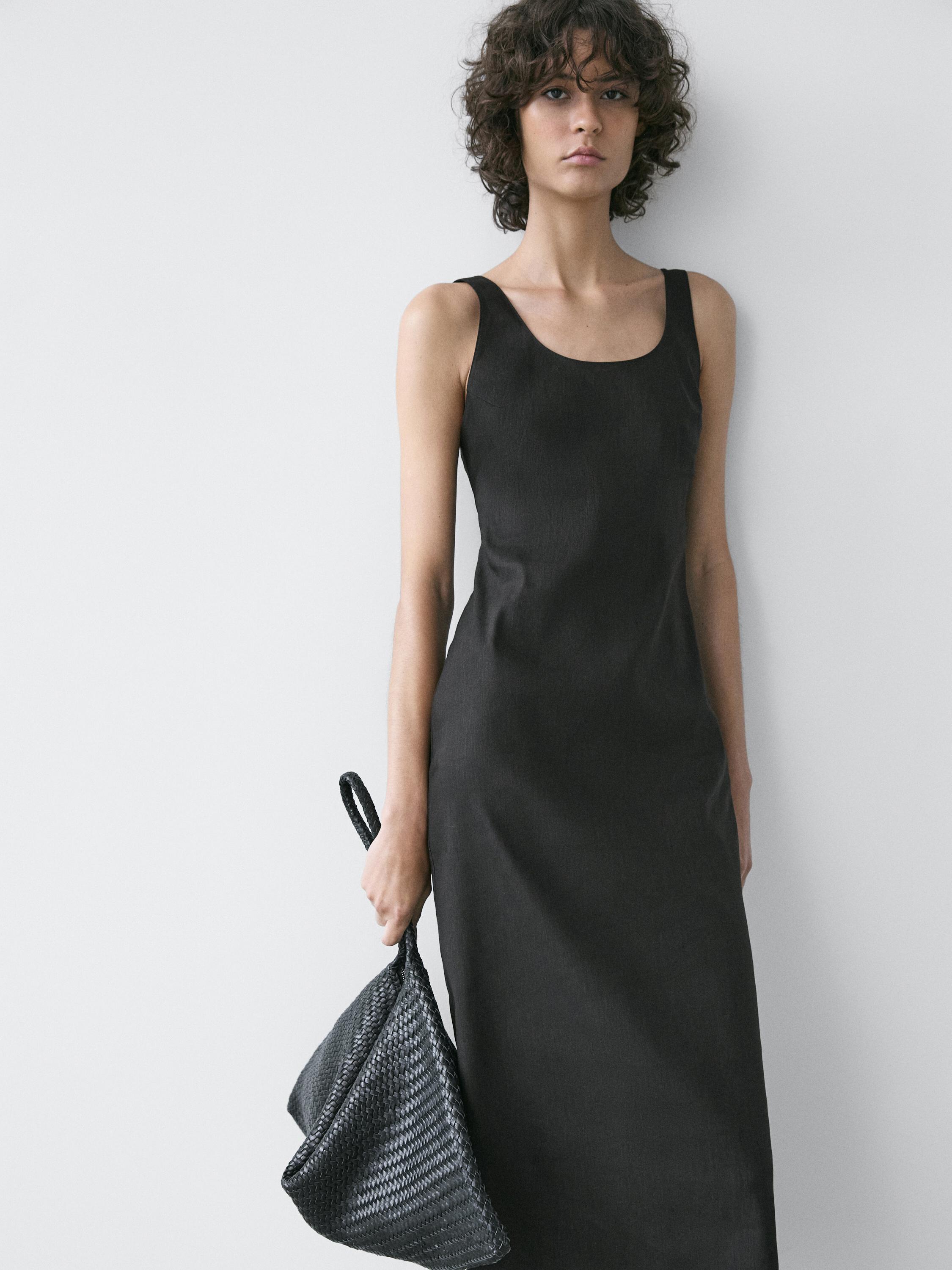 Flowing round neck midi dress
