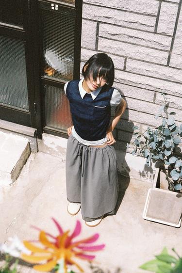 니트 콤비 탑 - Zara의 그레이 / 블루 - 이미지 0