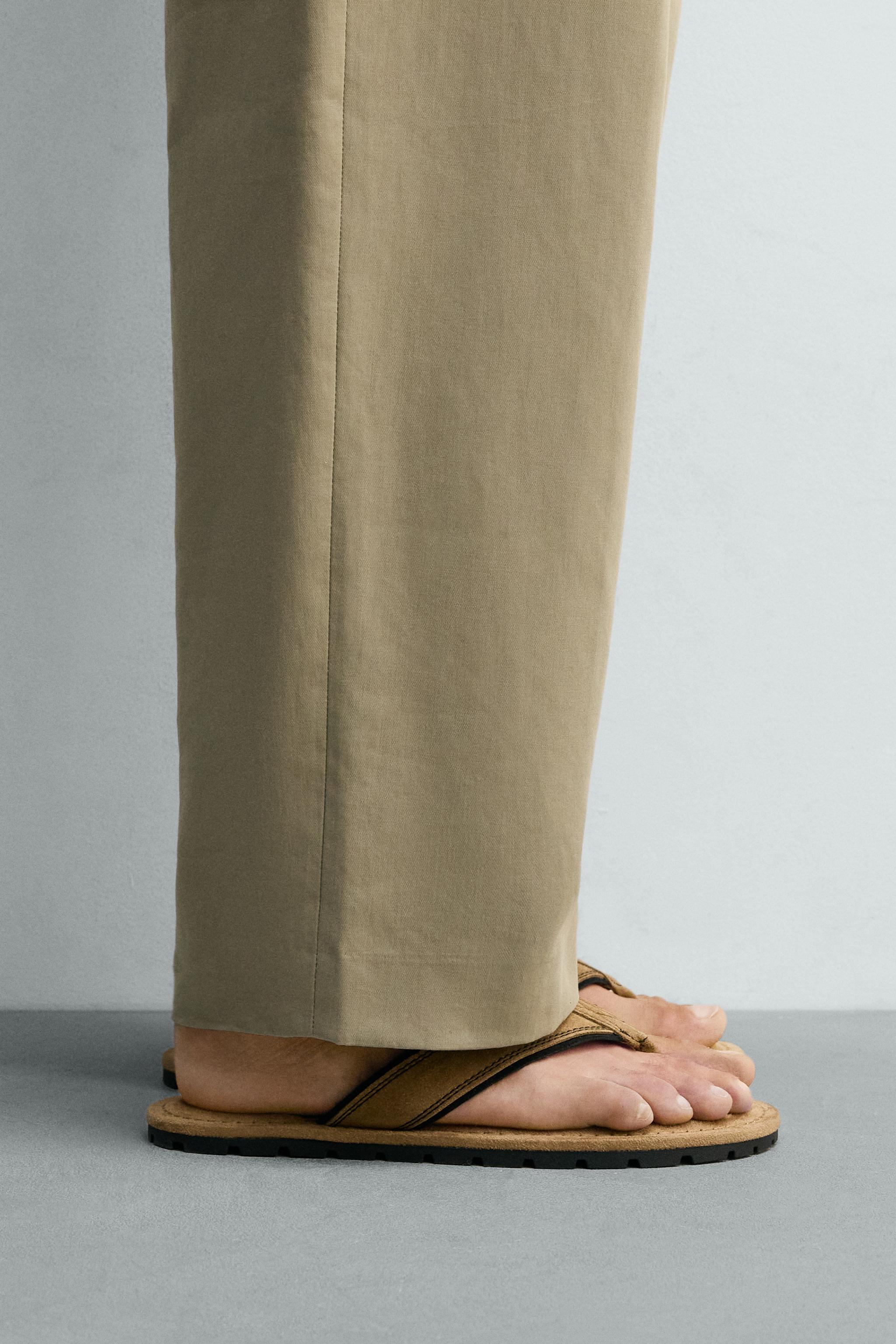 Мужские сандалии Zara LEATHER STRAP SANDALS — фото 2