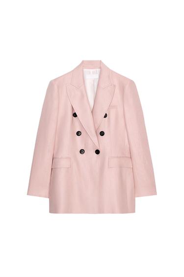 DOUBLE-BREASTED 100% LINEN BLAZER SET - Beige-pink by Zara