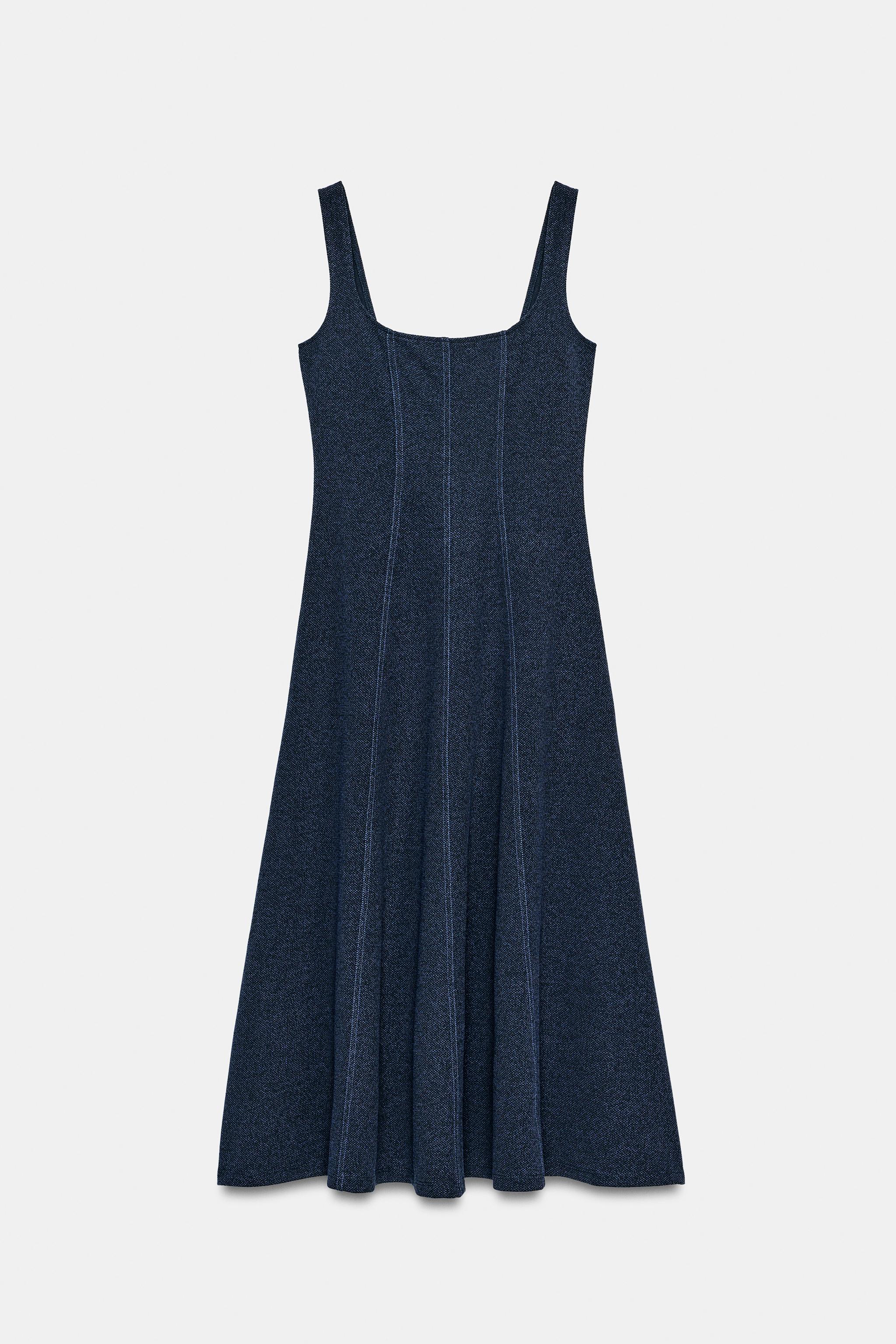 zara midi strappy dress Zara Midi Darted Dress