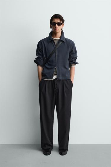 RELAXED FIT OVERSHIRT WITH ZIP - Duck blue by Zara - Image 0