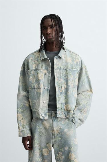 ДЖИНСОВА КУРТКА З КВІТКОВИМ ПРИНТОМ - Багатокольоровий Zara