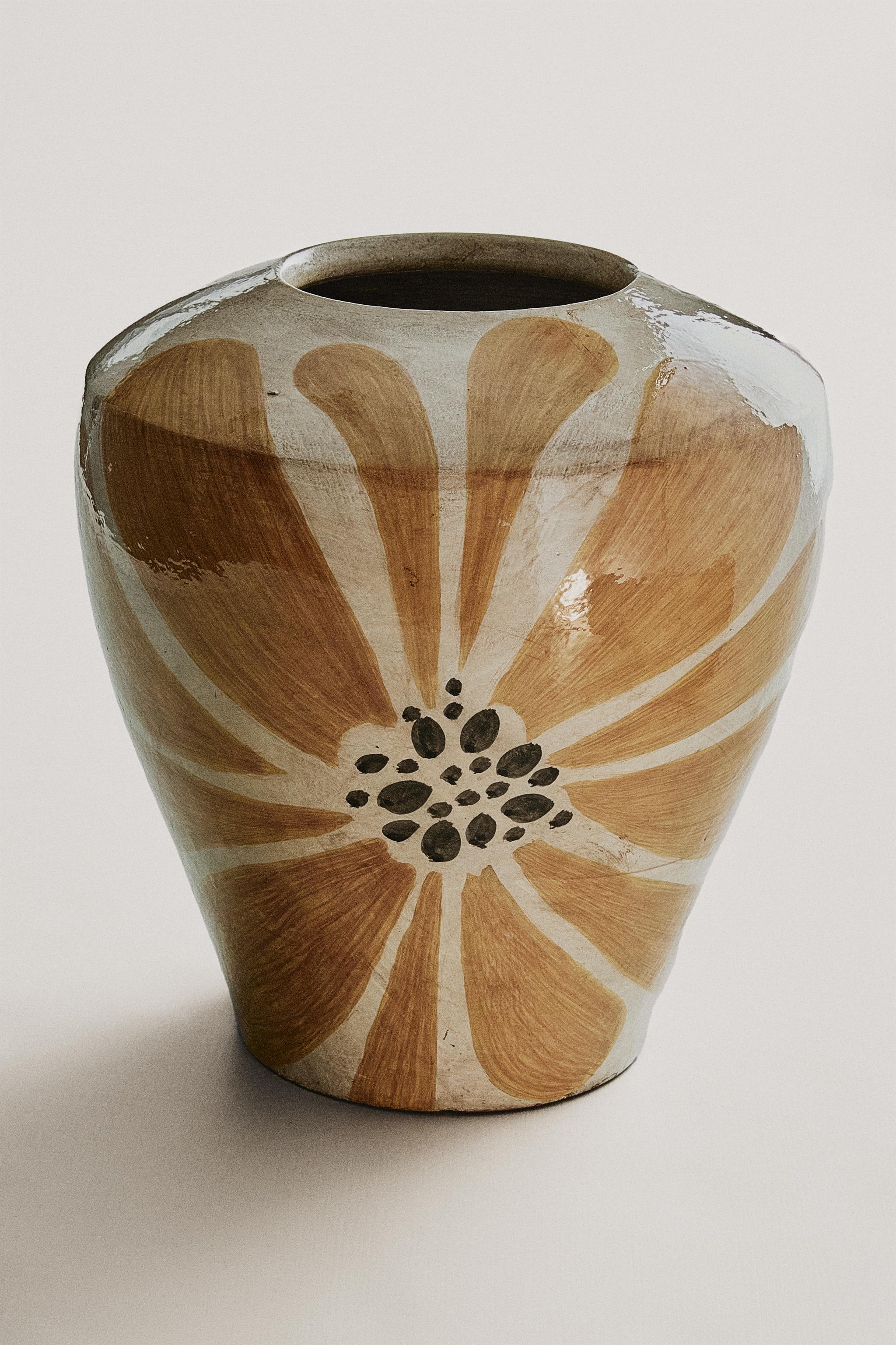 VASE FLEURS TERRE CUITE