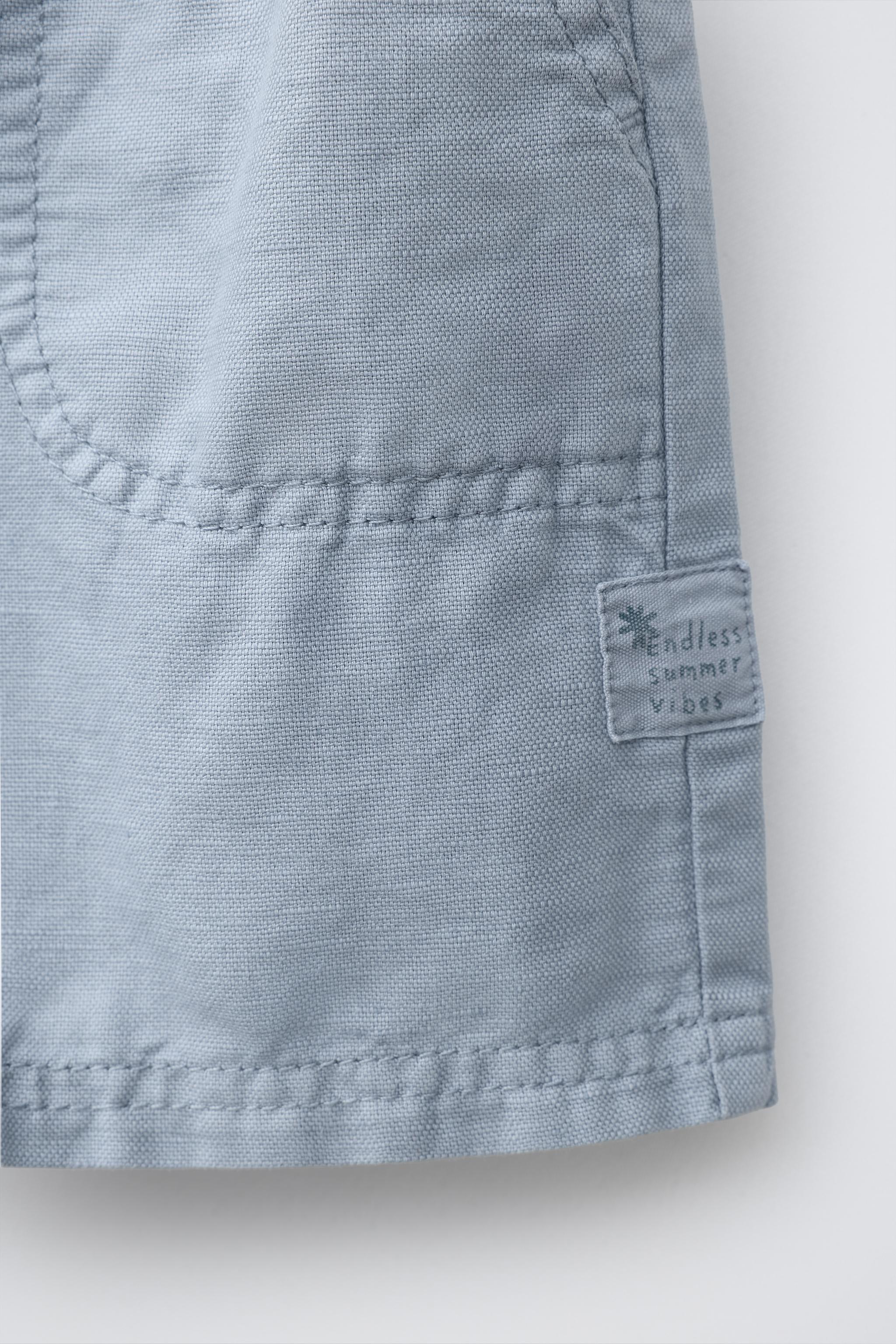 COTTON AND LINEN SHORTS
