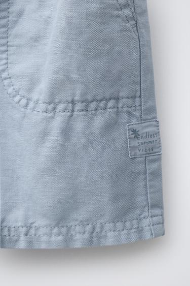 BERMUDA AVEC COTON ET LIN - Bleu de Zara - Image 3