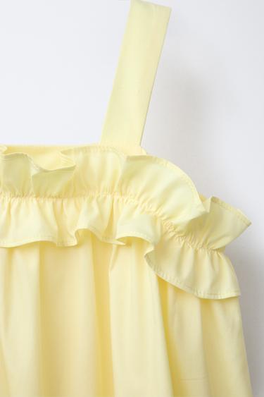ROBE EN POPELINE AVEC VOLANTS - Jaune de Zara - Image 2