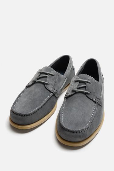 LEATHER DECK SHOES - Blue by Zara - Image 3