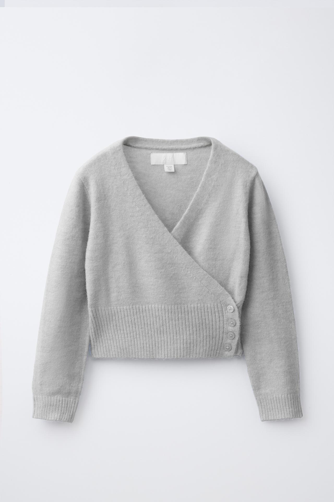 DOUBLE-BREASTED CARDIGAN — Light gray