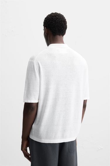 POLO EN MAILLE 100 % CHANVRE - Blanc de Zara - Image 2
