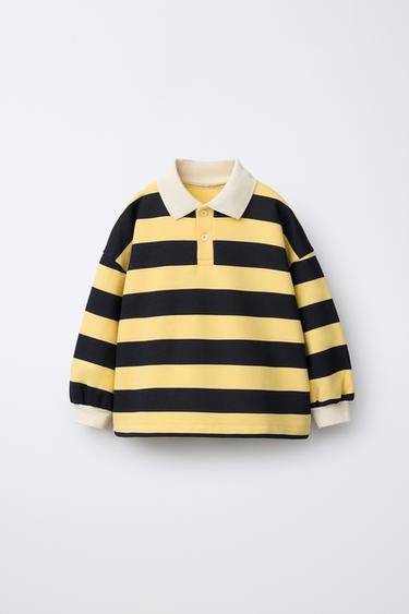 STRIPED POLO SWEATSHIRT - Light yellow by Zara - Image 0