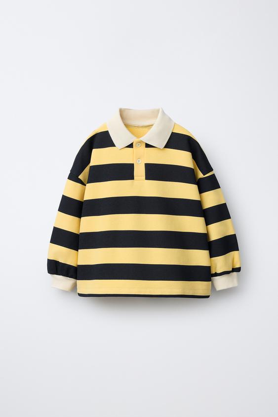 SUDADERA POLO RAYAS - Amarillo claro de Zara - Imagen 0