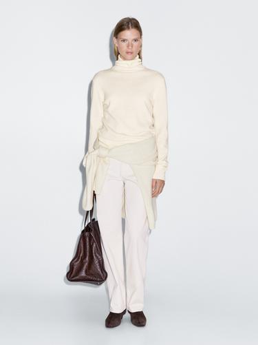 Zara Wool blend knit sweater with high neck - Ecru - Image 0