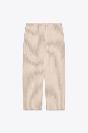 PANTALON 100 % LIN ZW COLLECTION - Rayure rouge de Zara - Image 7