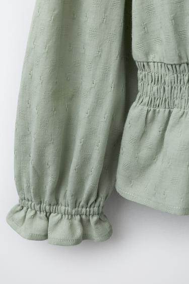 RUFFLE LADDER STITCH SHIRT - Mid-green by Zara - Image 3