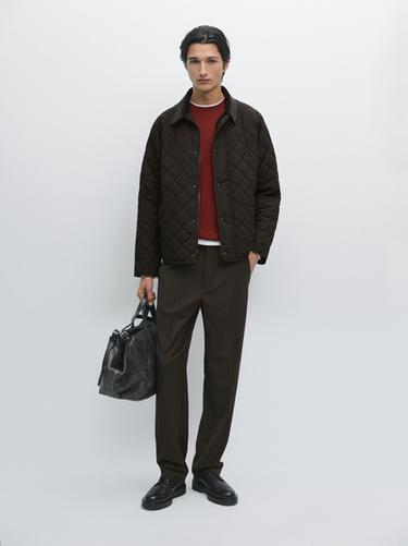 Zara Quilted jacket with corduroy collar - Brown