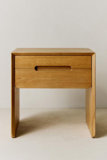 Zara OAK WOOD BEDSIDE TABLE - Light beige