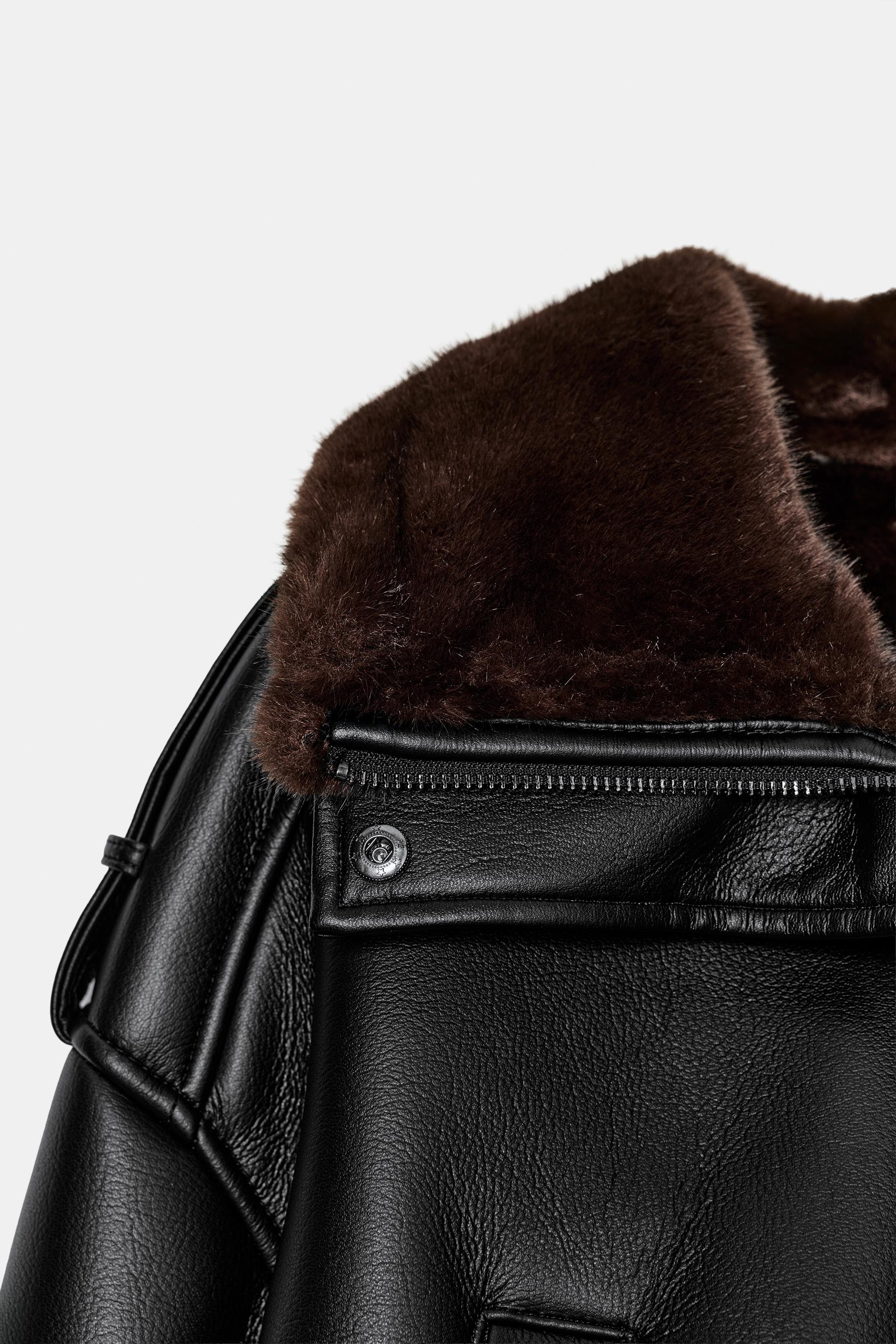 ダブルフェイスフェイクレザーボンバージャケット - ブラック | ZARA