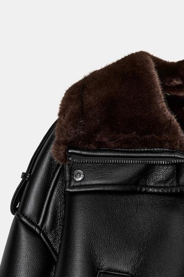 BLOUSON BOMBER DOUBLE FACE MATIÈRE SYNTHÉTIQUE - Noir de Zara - Image 7