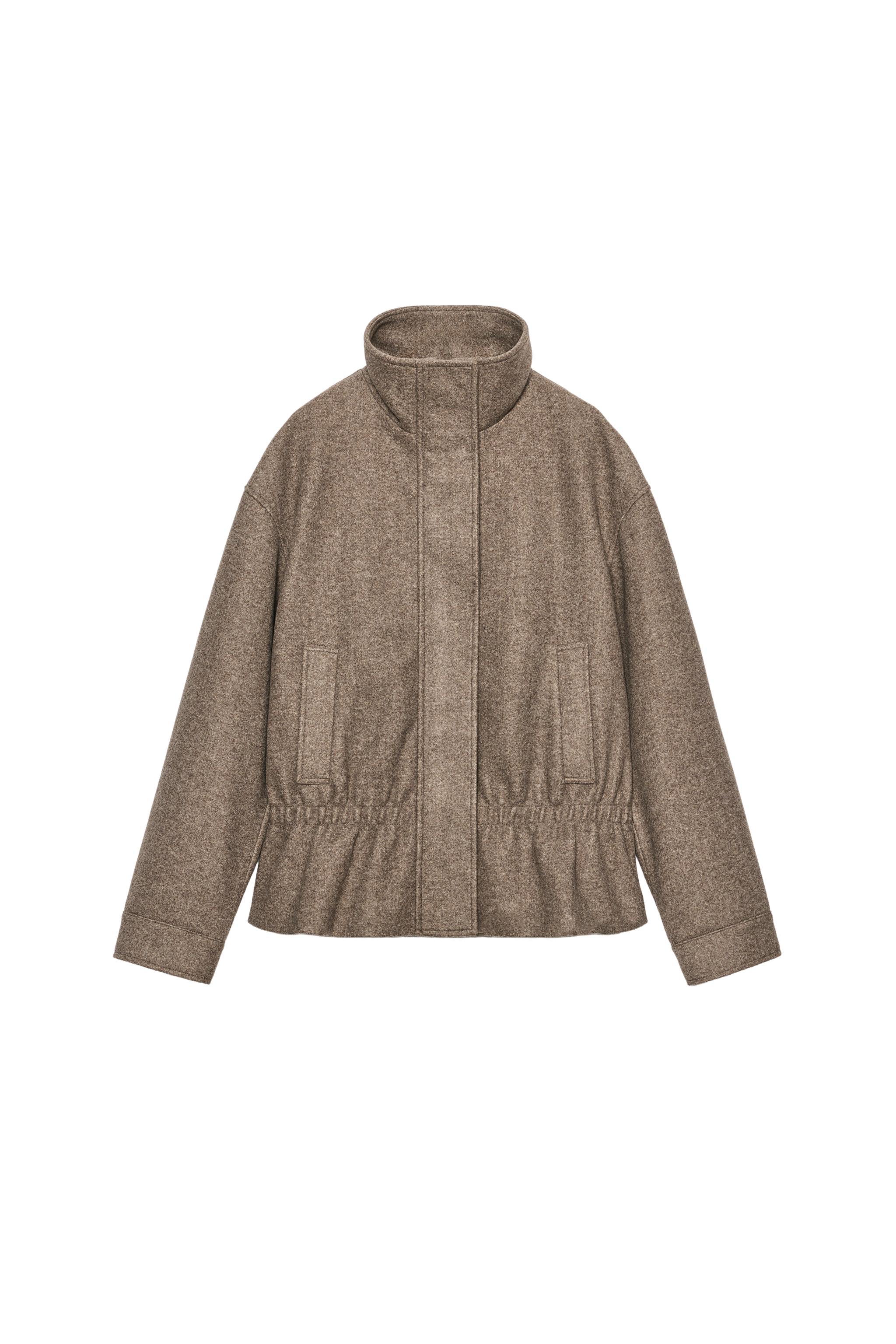 ソフトハイネックギャザージャケット - グリッターブラウン | ZARA