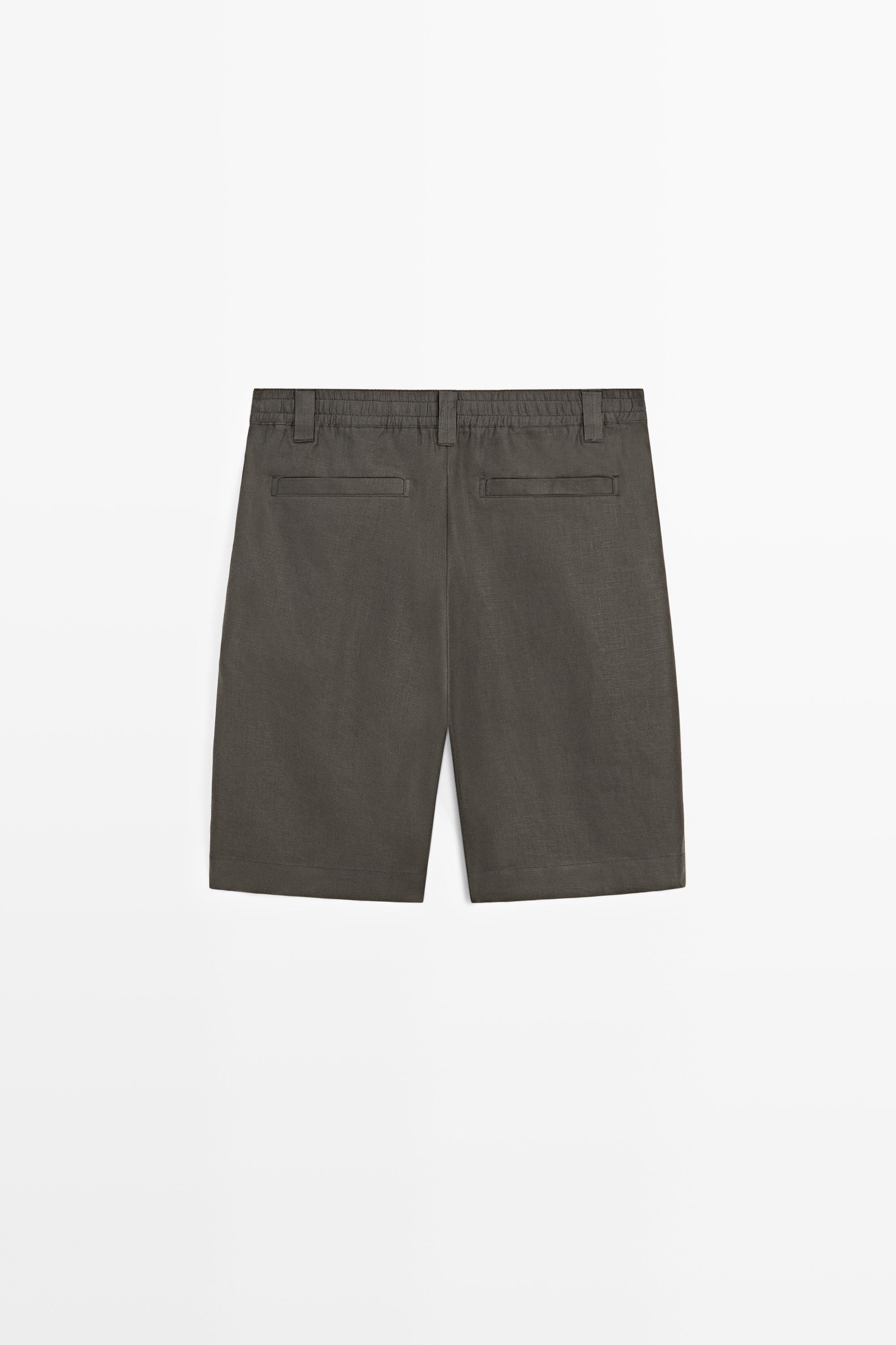 100% linen short Bermuda shorts