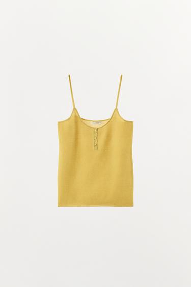 KNIT STRAPPY TOP - Yellow by Zara - Image 4
