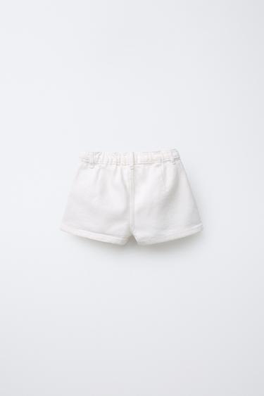DENIM BERMUDA SHORTS WITH CONTRAST EMBROIDERY - Oyster-white by Zara - Image 1